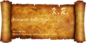 Korpos Ráfis névjegykártya